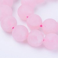 Brins de Perles de Quartz Rose Naturel, Ronds, Givrés, 6-6.5mm — Perles à bijoux