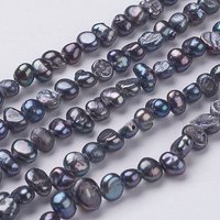Fils de Perles de Culture d'Eau Douce Naturelles, Baroque Keshi Noir — Perles à bijoux