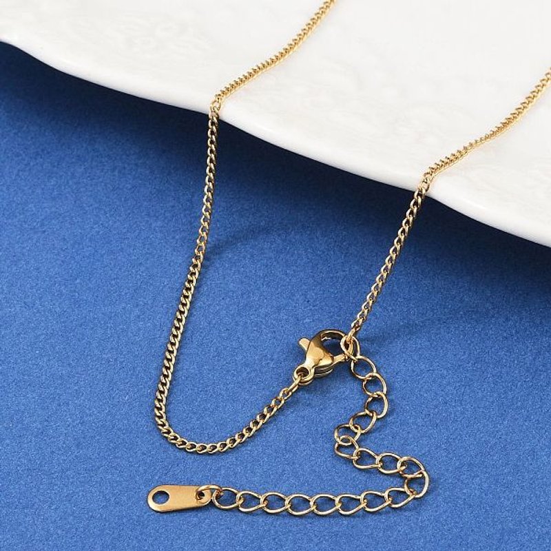 Collier en acier inoxydable 304 avec plaquage ionique, chaîne curb, 16,14 pouces — Collier pendentif