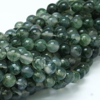 Fils de Perles de Mousse Agate Naturelle, Ronds, Grade A, 8mm, 15 pouces — Perles à bijoux
