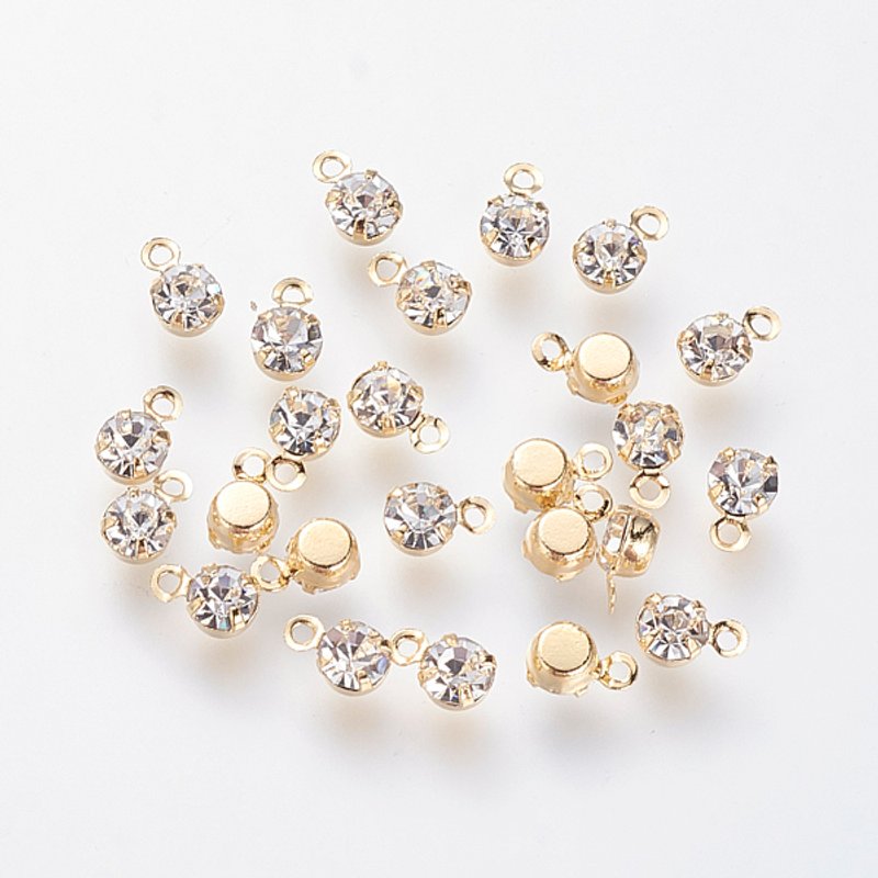 Charms en laiton avec strass, sans nickel, plaqué or 18K — Breloques et pendentifs