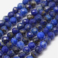Brins de perles de Lapis Lazuli naturel, facettées, rondes, 2mm, 178pcs — Perles à bijoux