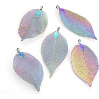 Electroplated Natural Leaf Big Pendants with Iron Findings — Charms & Pendants