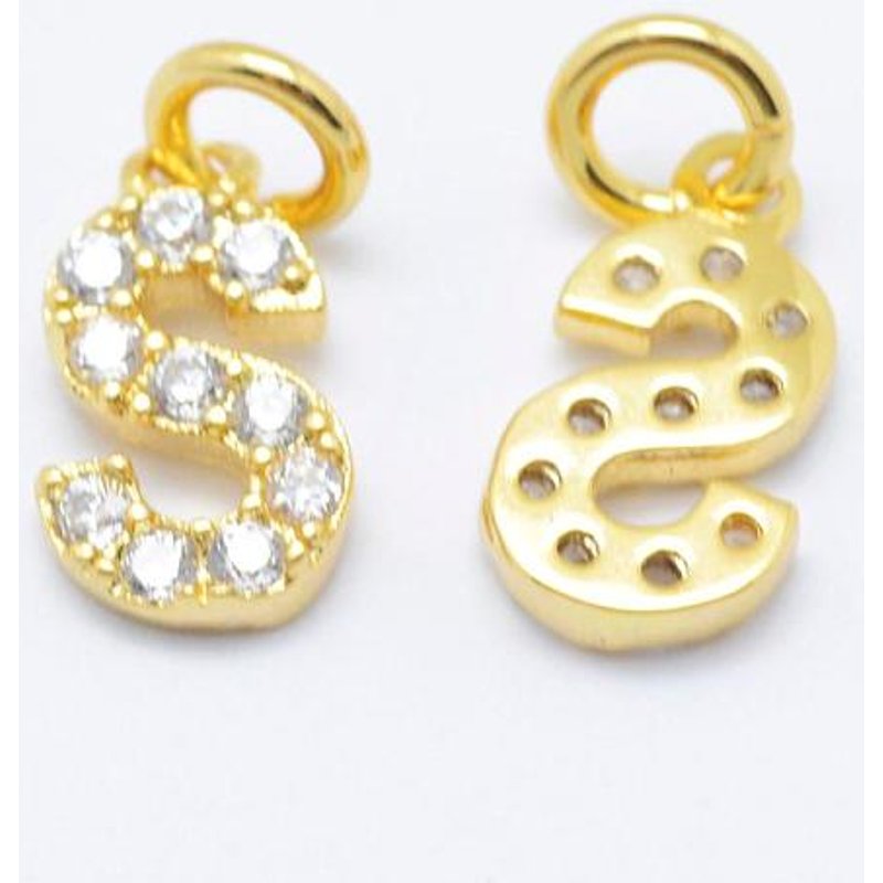 Charm en zircon cubique Grade AAA en laiton, lettre S — Breloques et pendentifs