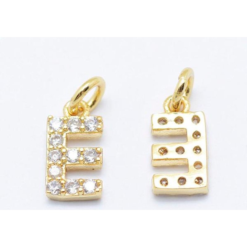 Brass Micro Pave AAA Cubic Zirconia Charm - Letter E — Charms & Pendants