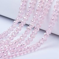 Brins de Perles en Verre Électroplaquées, Couleur AB, Rose, 8x6mm — Perles à bijoux