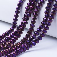 Brins de Perles en Verre Transparent Électroplaqué, Violet, 4x3mm — Perles à bijoux