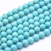 Brins de perles de magnesite naturelle, teintées et chauffées, 8mm, 49pcs