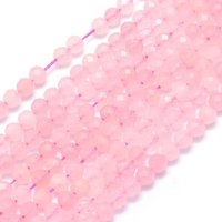 Natural Rose Quartz Beads Strands, Faceted Round, 4mm, 95pcs — Jewelry Beads
