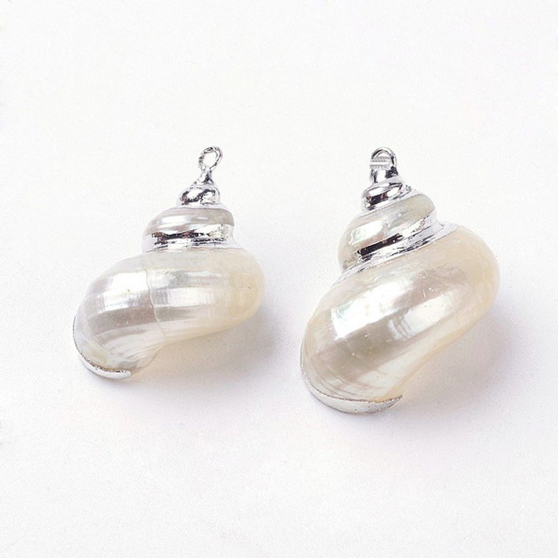 Pendentifs en Coquillage Spiral Électroplaqué avec Trouvailles en Fer