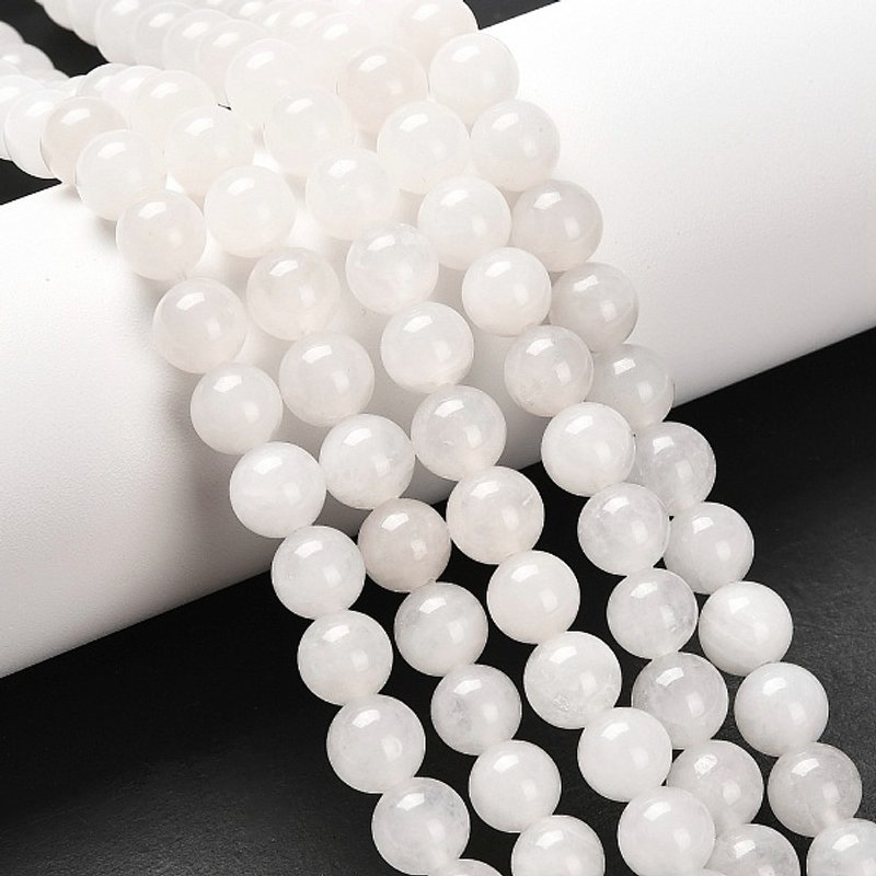 Brins de perles rondes en jade blanc naturel, 8mm, 46pcs, 15 pouces — Perles à bijoux