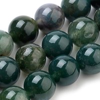 Fils de perles d'agate mousse naturelle, rondes, 8mm, 15 pouces — Perles à bijoux