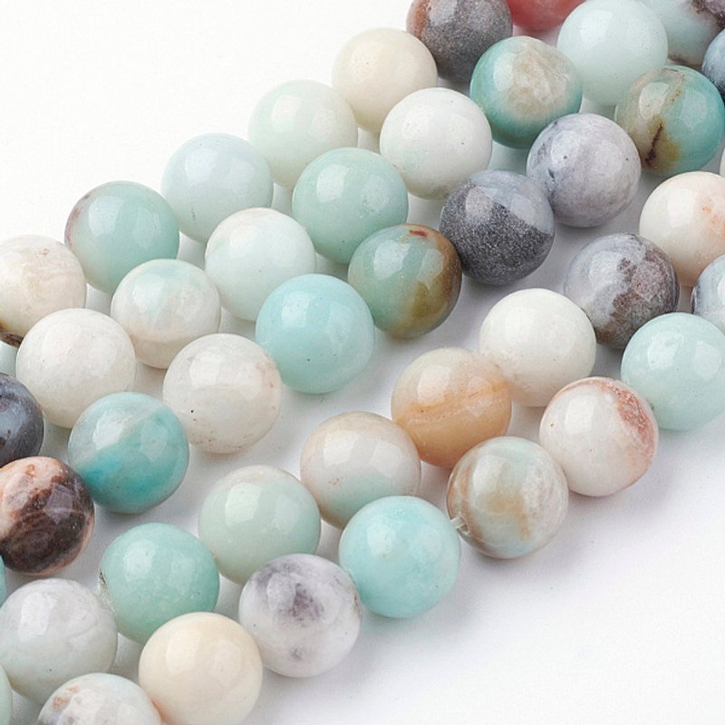Brins de perles d'amazonite fleurie naturelle, rond, 10-10.5mm, 15 pouces — Perles à bijoux