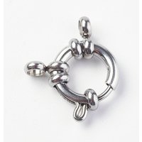 304 Stainless Steel Smooth Surface Spring Ring Clasps — Jewelry Findings