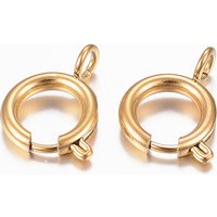 Ion Plating 304 Stainless Steel Spring Ring Clasps, Golden — Jewelry Findings
