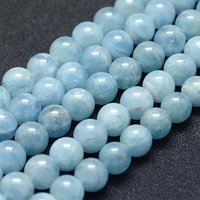 Fils de Perles d'Aigue-Marine Naturelle, Grade AB+, 8mm, 49pcs