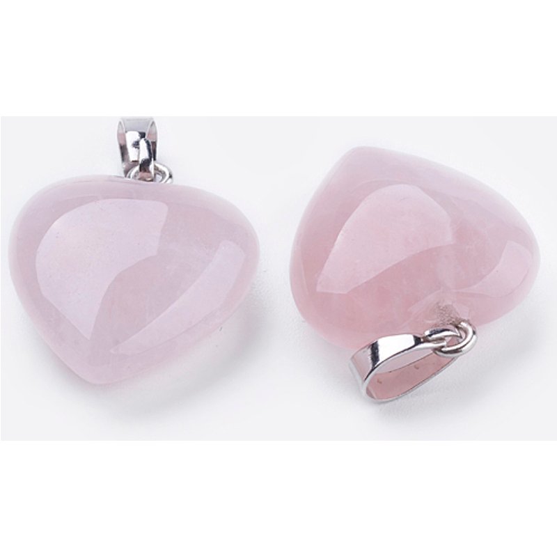 Natural Rose Quartz Heart Pendants with Brass Findings — Charms & Pendants