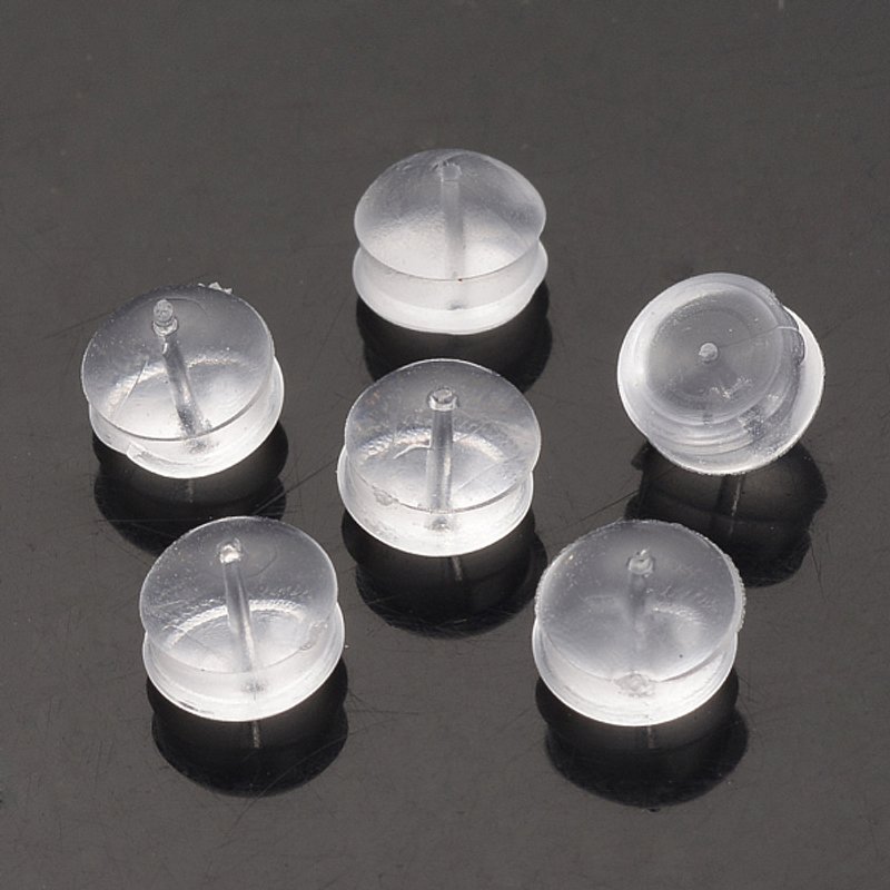 Rubber Ear Nuts Earring Backs Clear 5x5x4mm Hole 0.5mm — Jewelry Findings