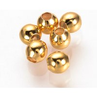 Perles Intercalaires en Laiton, Sans Nickel, Plaquées Or 18K, Rondes 3mm — Perles à bijoux