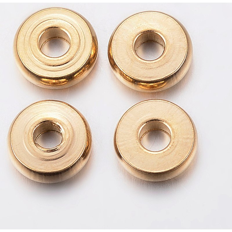 Perles Intercalaires en Acier Inoxydable 304, Forme de Donut, Plaquées Or 18K — Perles à bijoux