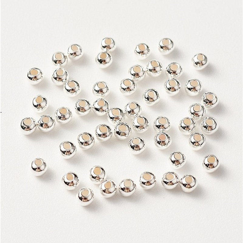 Perles rondes en argent sterling 925, 2x2mm, trou : 0,9mm — Perles à bijoux