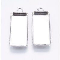 Réglages de Cabochon en Acier Inoxydable 304, Coupelles Rectangulaires — Accessoires pour bijoux