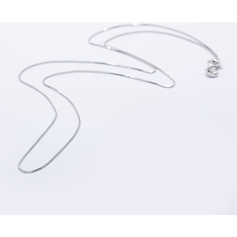 Rhodium Plated 925 Sterling Silver Box Chain Necklace 18 inch — Pendant Necklace