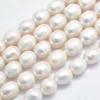 Natural Cultured Freshwater Pearl Beads Strands, Rice, WhiteSmoke