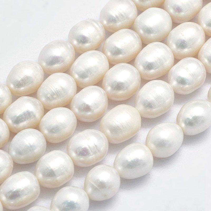 Brins de Perles de Culture d'Eau Douce Naturelles, Riz, WhiteSmoke — Perles à bijoux