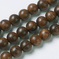 Perles Rondes en Bois Naturel, Brun Coco, 6mm, 63pcs/fil — Perles à bijoux