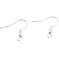 304 Stainless Steel Earring Hooks with Horizontal Loop, Silver Plated — Jewelry Findings