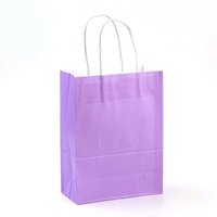 Sacs en papier Kraft Pure Color avec poignées en ficelle, violet moyen