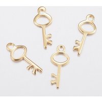 Charm en Acier Inoxydable 304, Clé Dorée, 15x6x0.8mm — Breloques et pendentifs