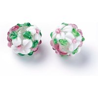 Handmade Bumpy Lampwork Beads, Round, White, 14-15mm — Jewelry Beads
