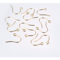 304 Stainless Steel Earring Hooks with Horizontal Loop, 18K Gold Plated — Jewelry Findings