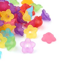Perles Acryliques Transparentes en Fleur, Givrées, Couleurs Mélangées, 13x7mm — Perles à bijoux