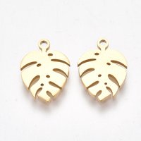 Charm en acier inoxydable 304 Monstera, plaqué or 18K — Breloques et pendentifs