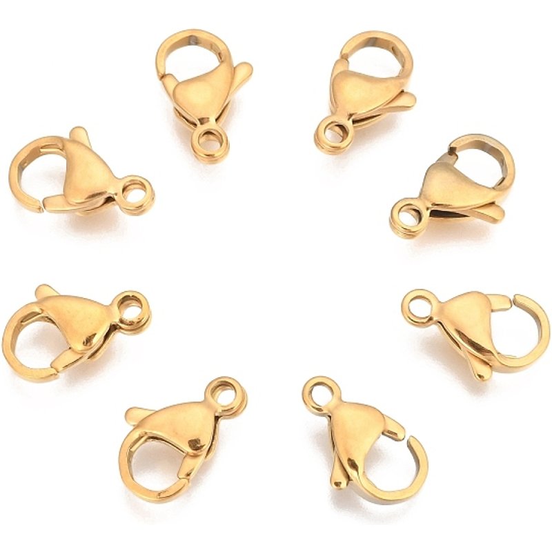 Attaches de homard dorées en acier inoxydable 304, 13x8x4mm — Accessoires pour bijoux