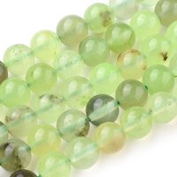 Brins de perles de préhnite naturelle, rondes 8mm, trou 1mm, 47-48pcs — Perles à bijoux