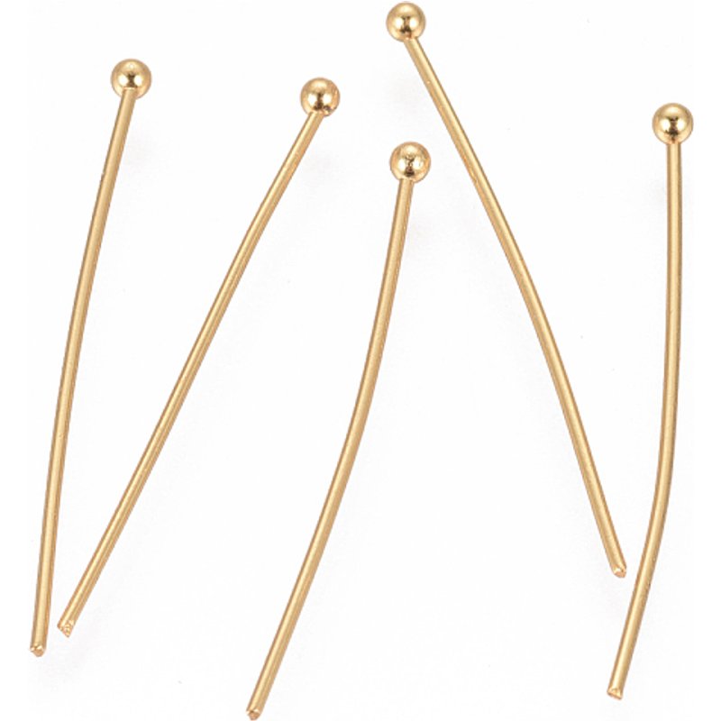 Épingles à tête boule en acier inoxydable 304, plaqué or 24k, 300pcs — Accessoires pour bijoux