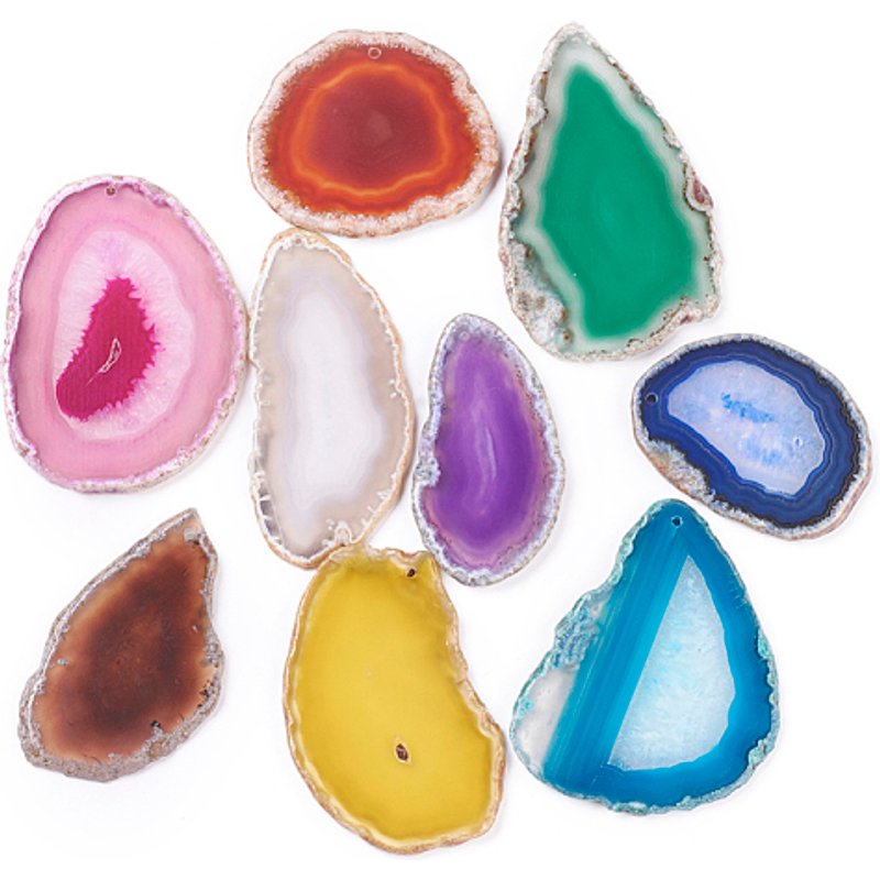 Natural Agate Pendants, Dyed & Heated, Mixed Colors, 25pcs — Charms & Pendants