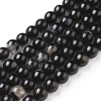 Fils de perles naturelles en tourmaline noire, rondes, 8mm, 15.3 pouces — Perles à bijoux