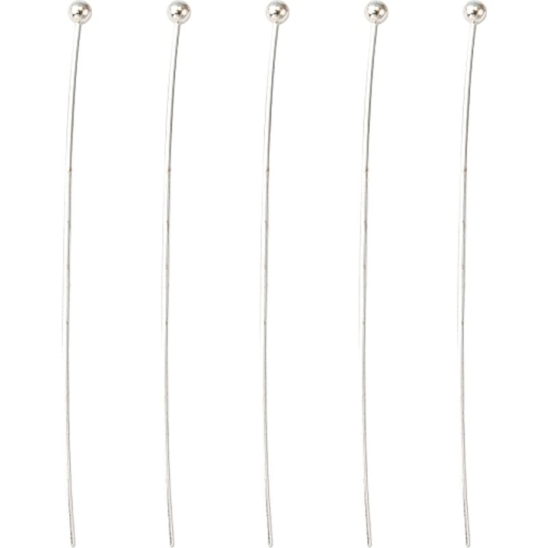 Brass Ball Head Pins, Lead Free, Nickel Free, Silver Color Plated — Jewelry Findings