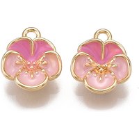 Charm en Émail en Laiton, Sans Nickel, Plaqué Or 18K, Fleur, Rose — Breloques et pendentifs