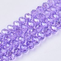 Brins de perles en verre Baking Paint, lilas, rondelle facettée, 4x3,5mm — Perles à bijoux