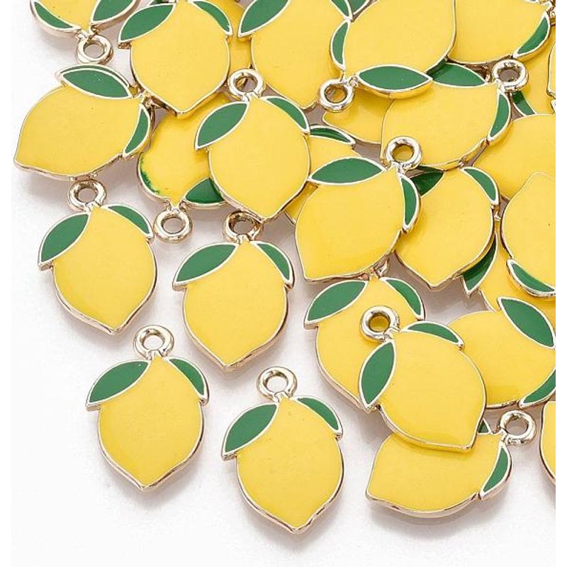 Pendentif en Émail en Alliage Or Clair et Citron — Breloques et pendentifs