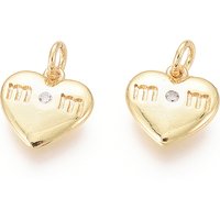 Charm en laiton plaqué or en forme de cœur avec inscription Maman — Breloques et pendentifs