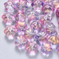 Perles en Verre Transparentes Bicolores avec Poudre Pailletée, Lilas — Perles à bijoux