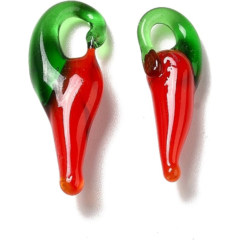 Handmade Lampwork Hot Pepper Pendants, Red — Charms & Pendants