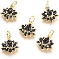 Charms Lotus en Zircon Cubique Micro Pave en Laiton avec Anneaux